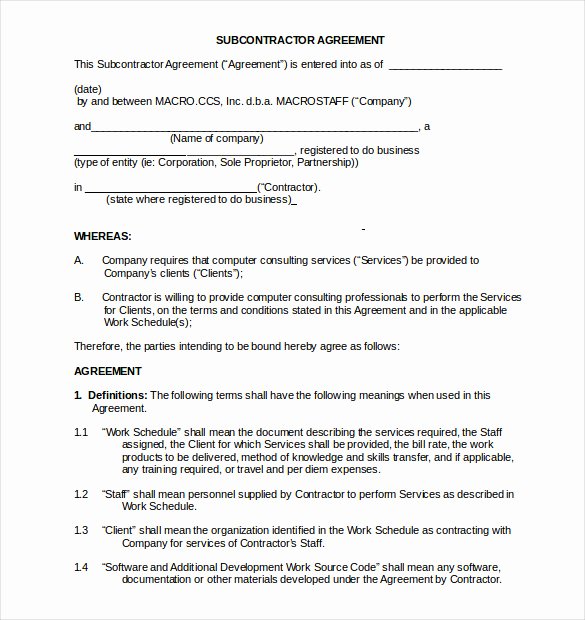 Free Subcontractor Agreement Template Fresh Non Pete Agreement Template – What You Need for A Clear