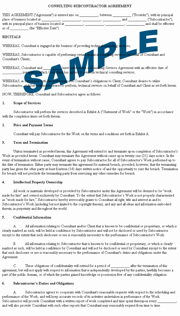 Free Subcontractor Agreement Template New Smb Technology Network &amp; Contractedge form Alliance to