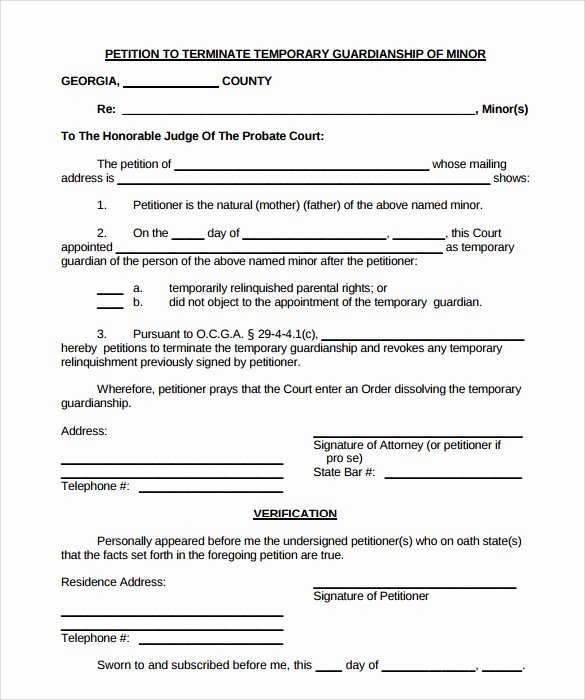 Free Temporary Guardianship form Template Elegant Sample Temporary Guardianship form 8 Download Documents