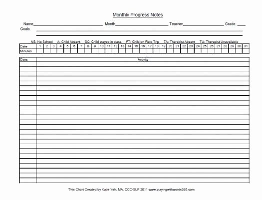 Free therapy Notes Template New Free Speech therapy Progress Notes Sheet