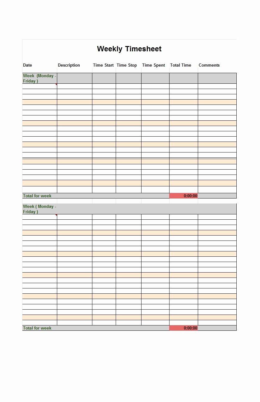 Free Time Card Template Lovely 40 Free Timesheet Templates [in Excel] Template Lab