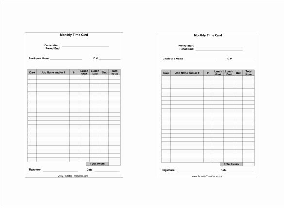 Free Time Card Template Unique 7 Printable Time Card Templates Doc Excel Pdf
