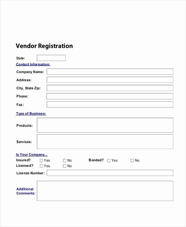 Free Vendor Application form Template Awesome Free 38 Registration form Templates