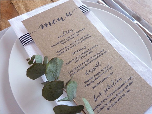 wedding menu template