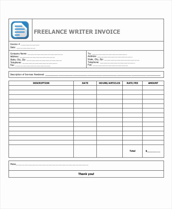 Freelance Writer Invoice Template Luxury 7 Freelance Invoice Examples &amp; Samples Word Pdf