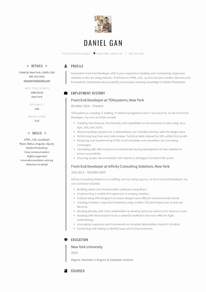 Front End Developer Resume Template Lovely Guide Front End Developer Resume [ 12 Samples ]