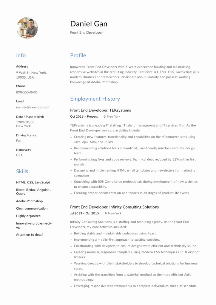 Front End Developer Resume Template New Guide Front End Developer Resume [ 12 Samples ]