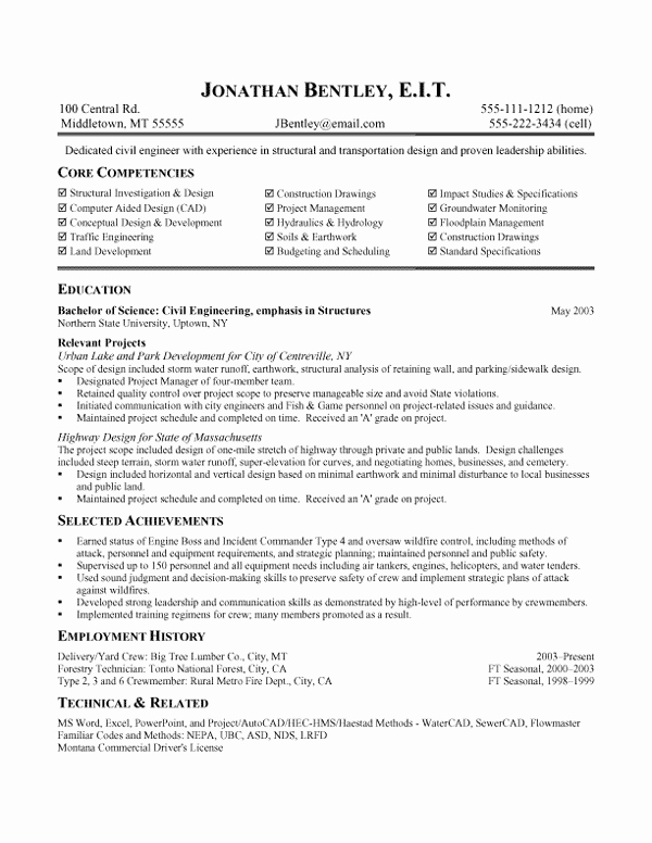 Functional Resume Template Free Inspirational Civil Engineering Low Experience
