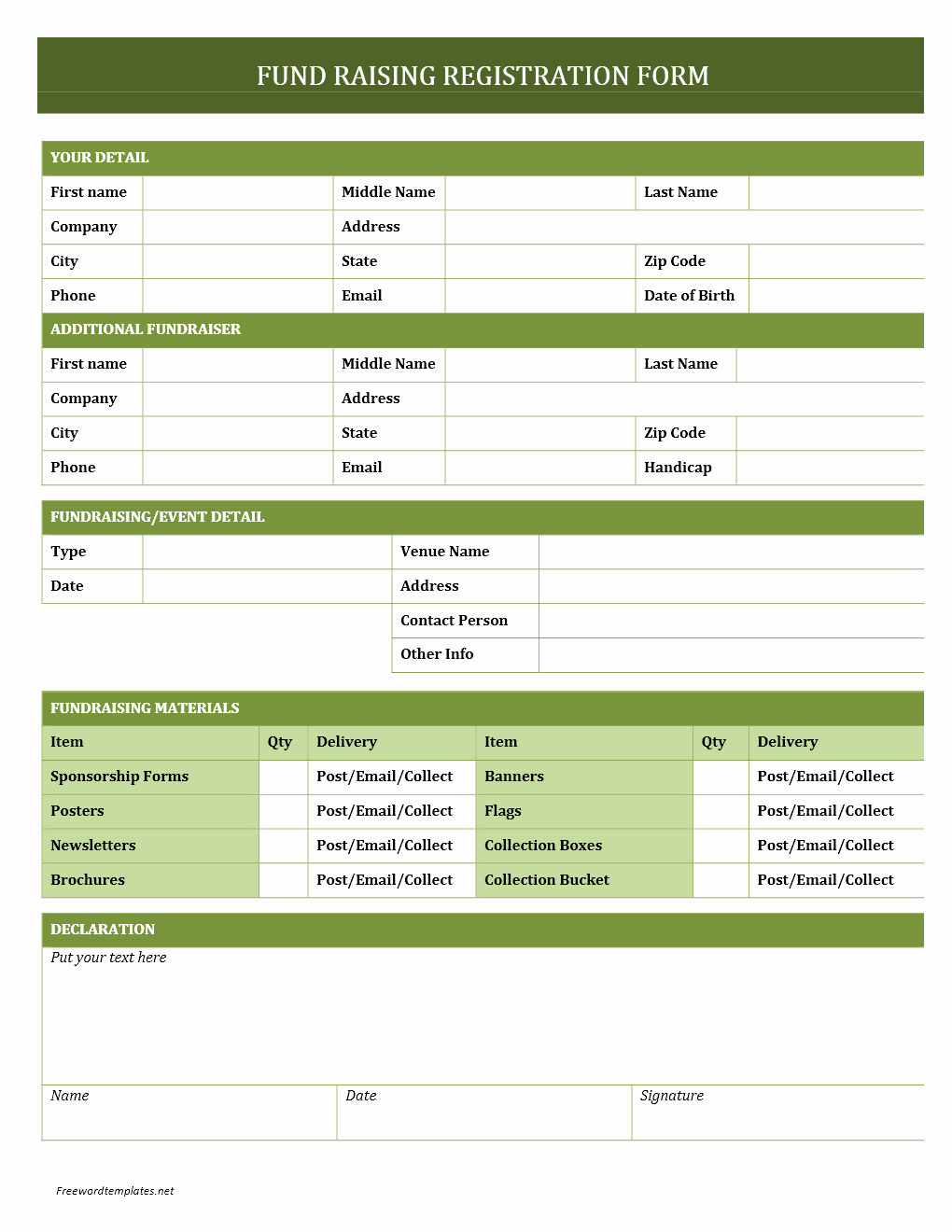 Fundraiser form Template Free Awesome Fundraising Registration form