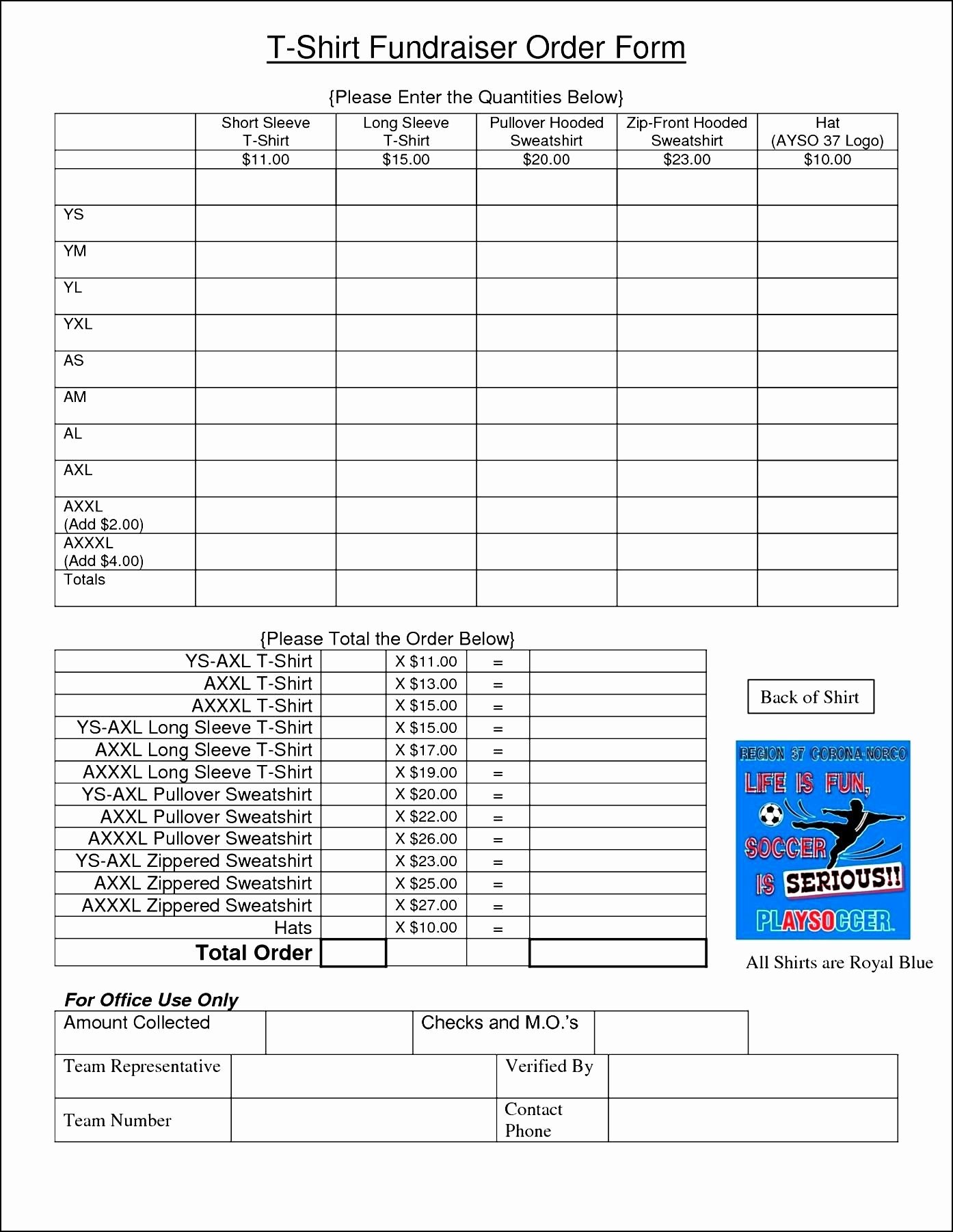 Fundraiser form Template Free Beautiful T Shirt Fundraiser order form Template