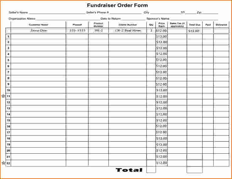 Fundraiser form Template Free Luxury 5 Blank order form Template