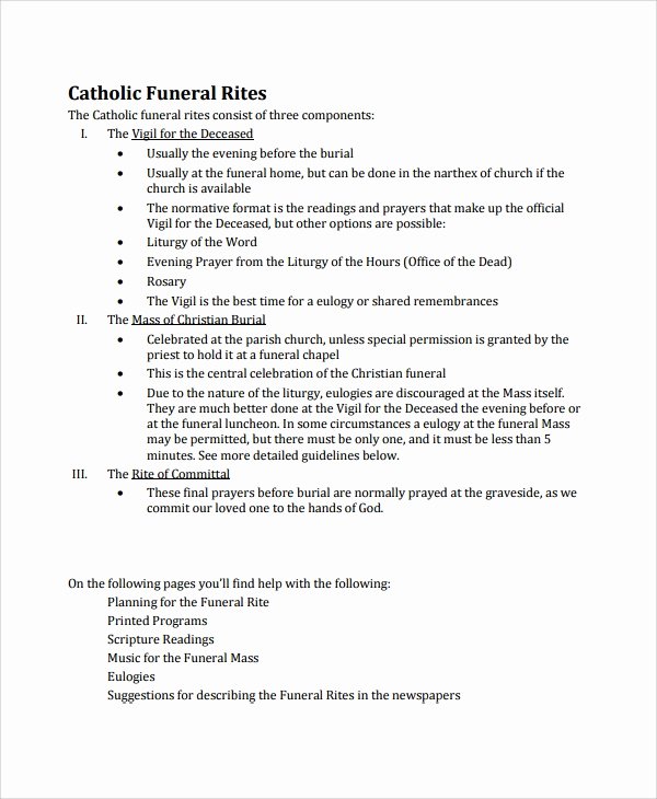 Funeral Mass Program Template Lovely Sample Catholic Funeral Program 12 Documents In Pdf