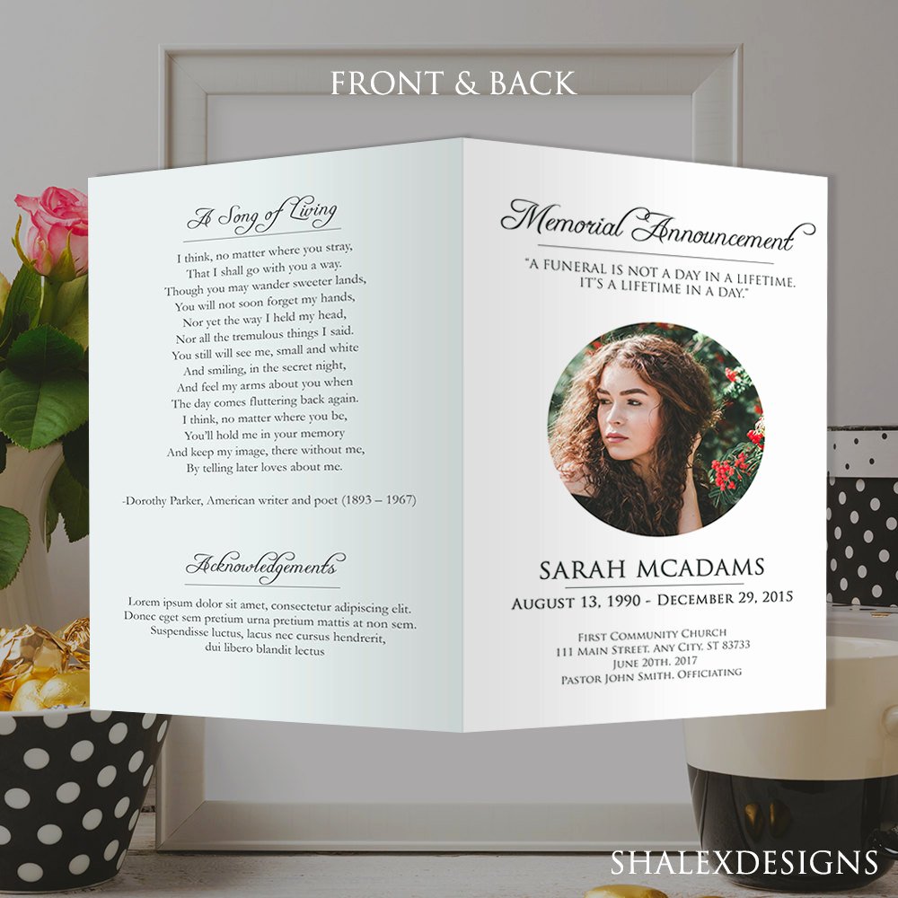 Funeral Memorial Card Template Best Of White Funeral Program Template Shop Psd Instant