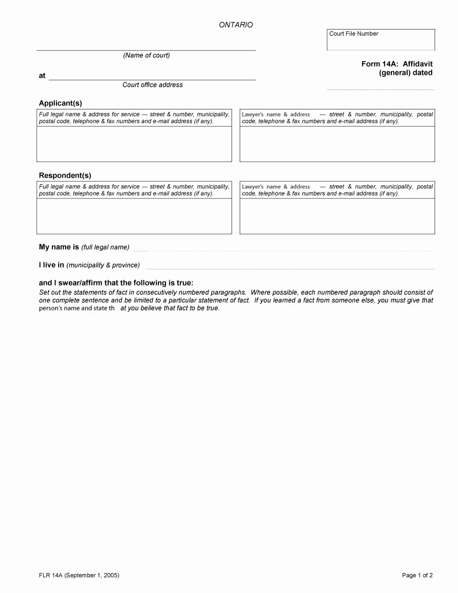 General Affidavit Template Word Fresh General Affidavit form Template Example with Applicants