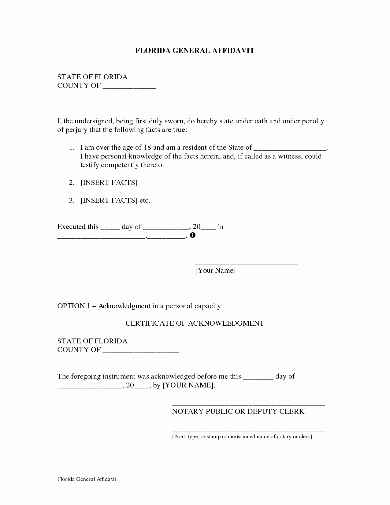 General Affidavit Template Word Lovely Free General Affidavit form Download