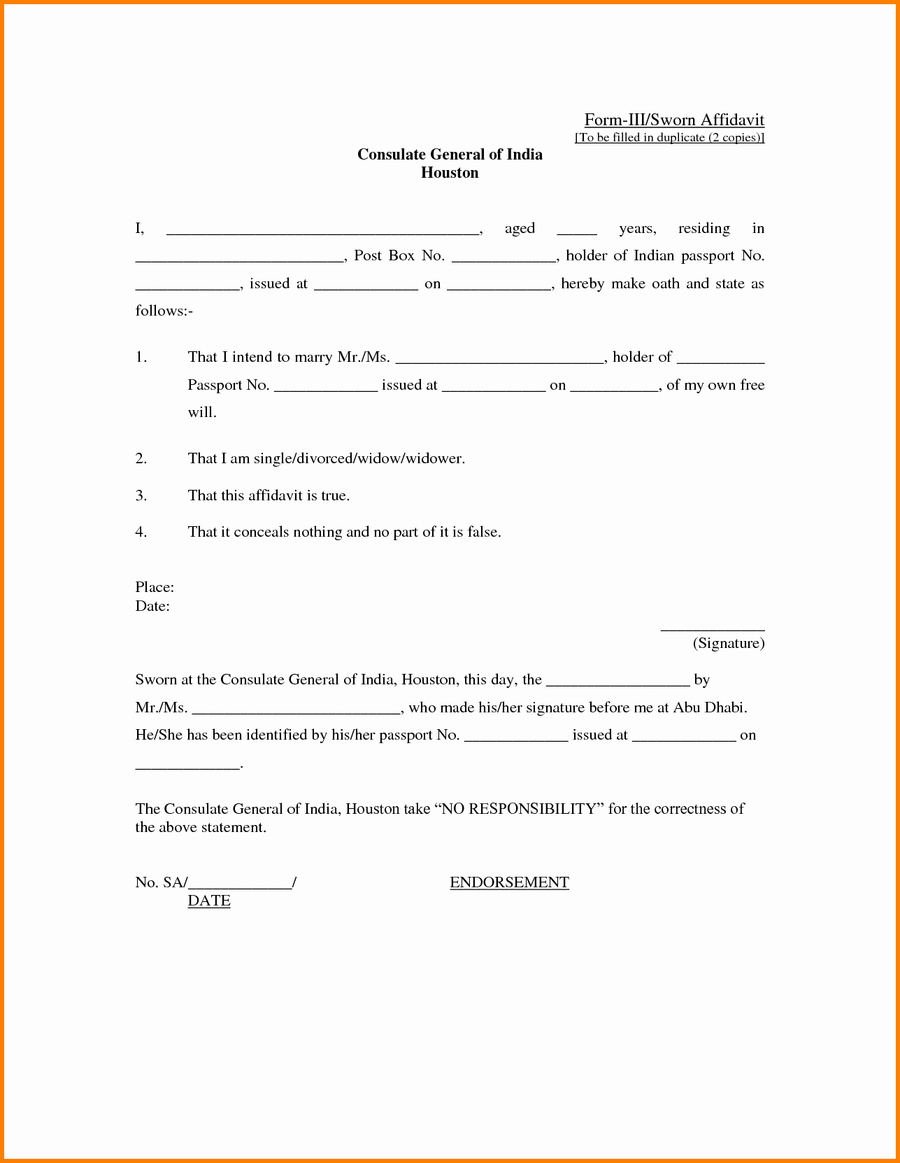 General Affidavit Template Word Luxury Free General Affidavit form Download