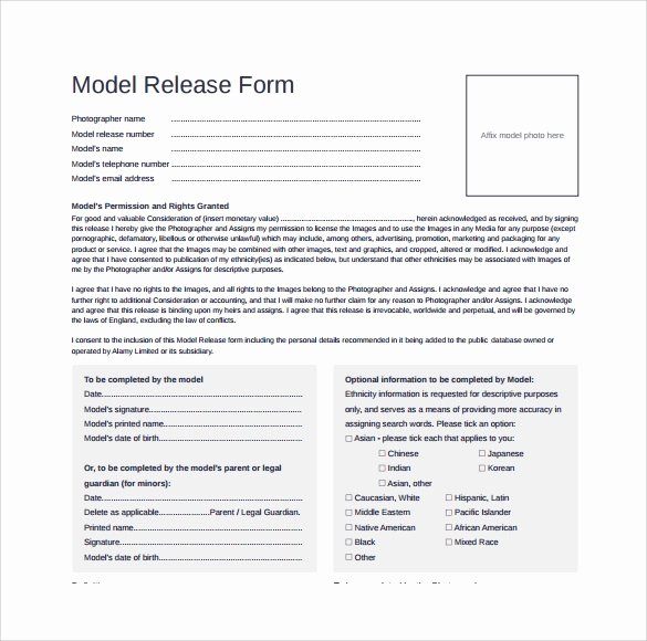 Generic Model Release form Template Best Of Model Release form 8 Samples Examples &amp; format