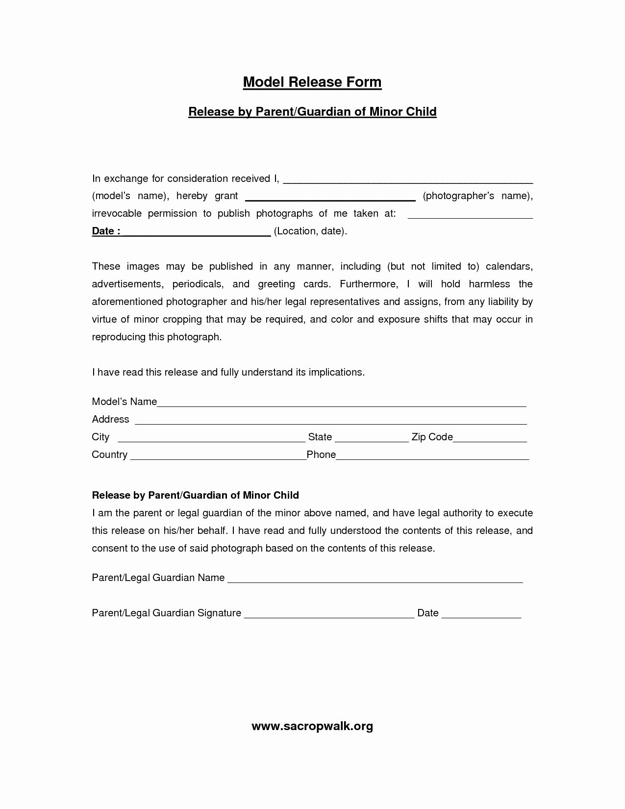 Generic Model Release form Template Inspirational Model Release form Template