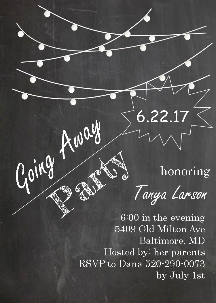 Going Away Card Template Inspirational Going Away Party Invitations Farewell Blackboard with