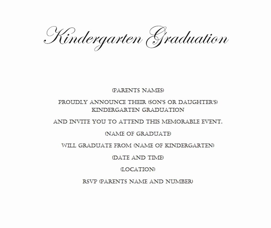 Graduation Invitation Template Word Best Of Kindergarten Graduation Invitation 3 Wording