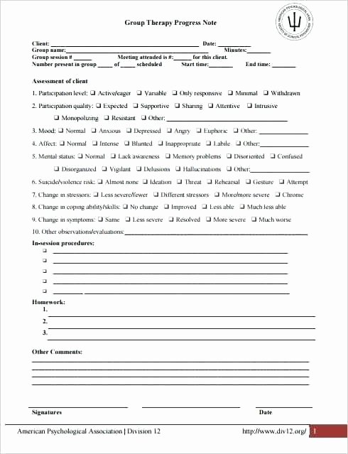 Group therapy Notes Template Awesome social Work Report Template