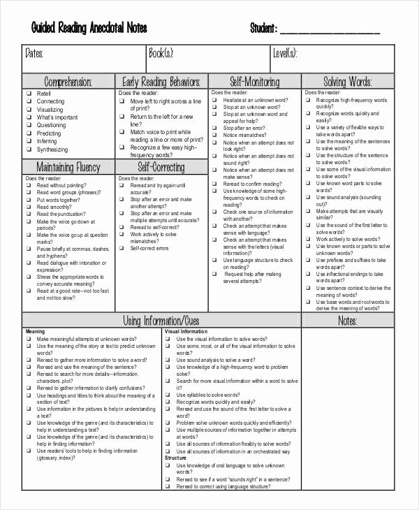Guided Reading Template Pdf Awesome Guided Note Templates 6 Word Pdf format Download