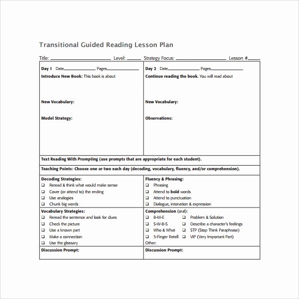 Guided Reading Template Pdf Lovely Sample Guided Reading Lesson Plan 9 Documents In Pdf Word