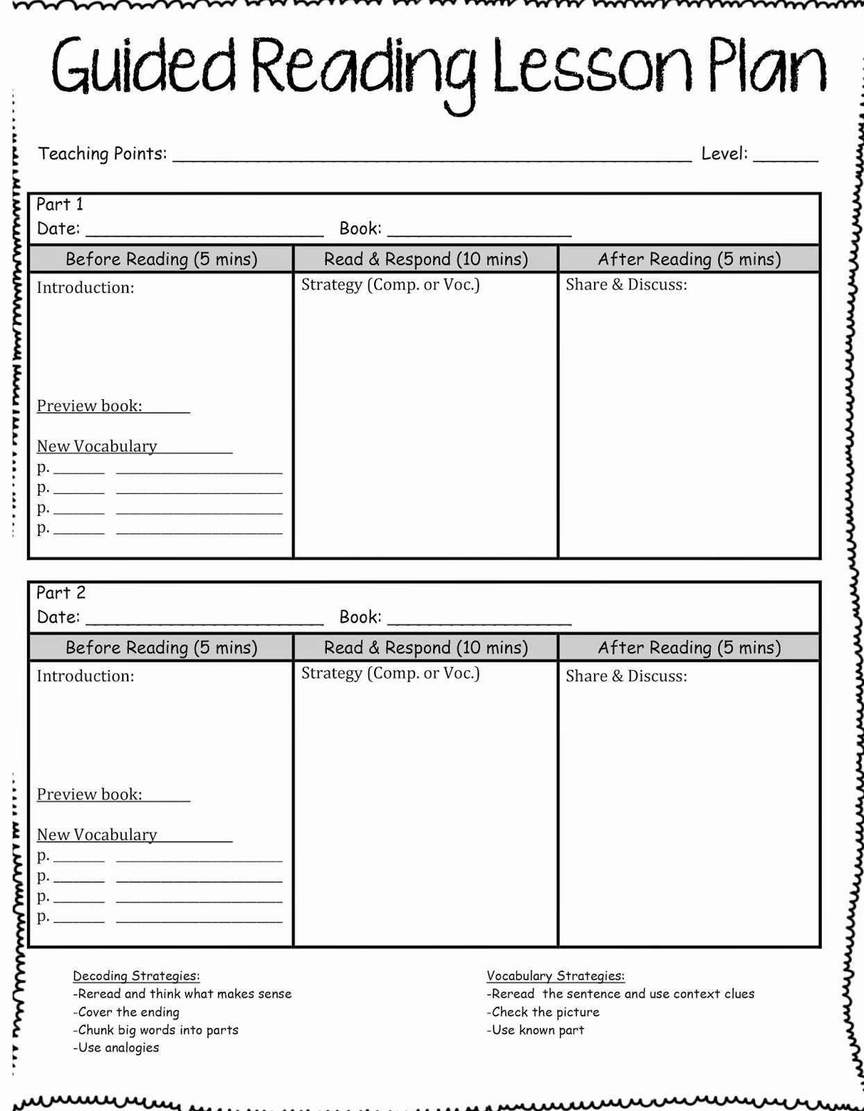 Guided Reading Template Pdf New Guided Reading Lesson Plan Template
