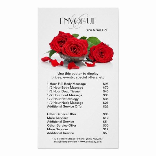 Hair Salon Price List Template Inspirational Red Roses Beauty Salon Price List Template Poster