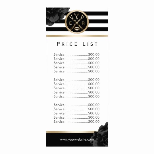 Hair Salon Price List Template Unique Beauty Salon Black Floral Modern Stripe Price List Rack