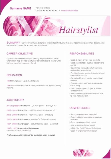 Hair Stylist Resume Template Awesome Sample Hair Stylist Resume Sample Resumes
