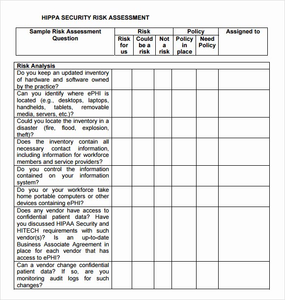 Health Risk assessment Questionnaire Template Fresh 19 Of Health Care Pliance Risk assessment