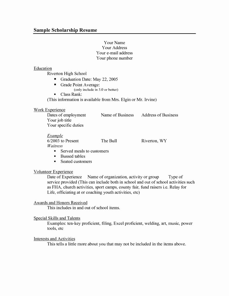 High School Graduate Resume Template Awesome Scholarship Resume Templates