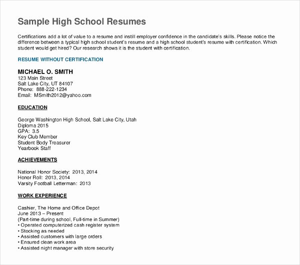 High School Graduate Resume Template Best Of 10 High School Graduate Resume Templates Pdf Doc
