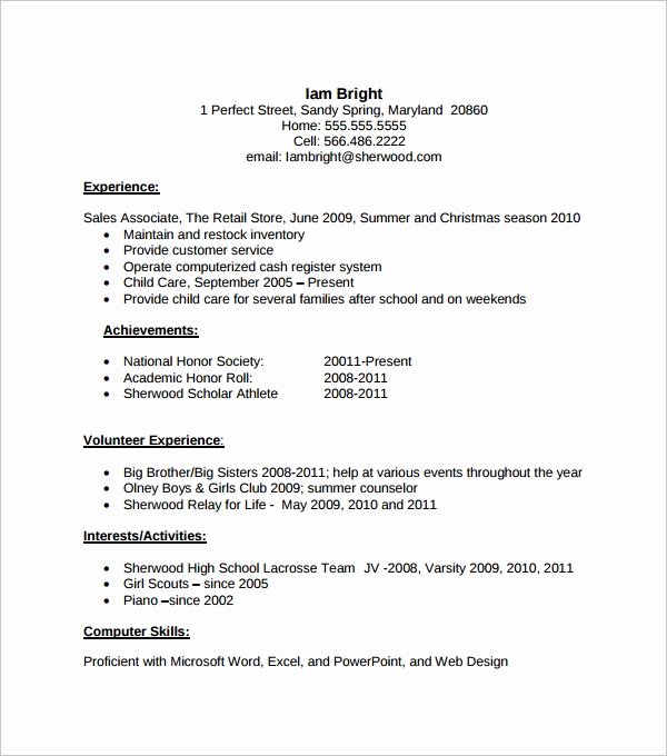 High School Resume Template Word Inspirational Sample Resume Template 53 Download In Psd Pdf Word