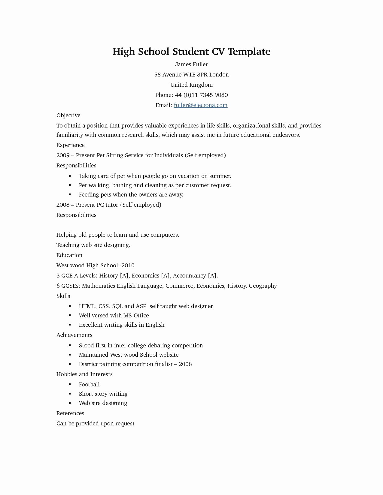 High School Resume Template Word Unique Free Resume Templates for High School Students