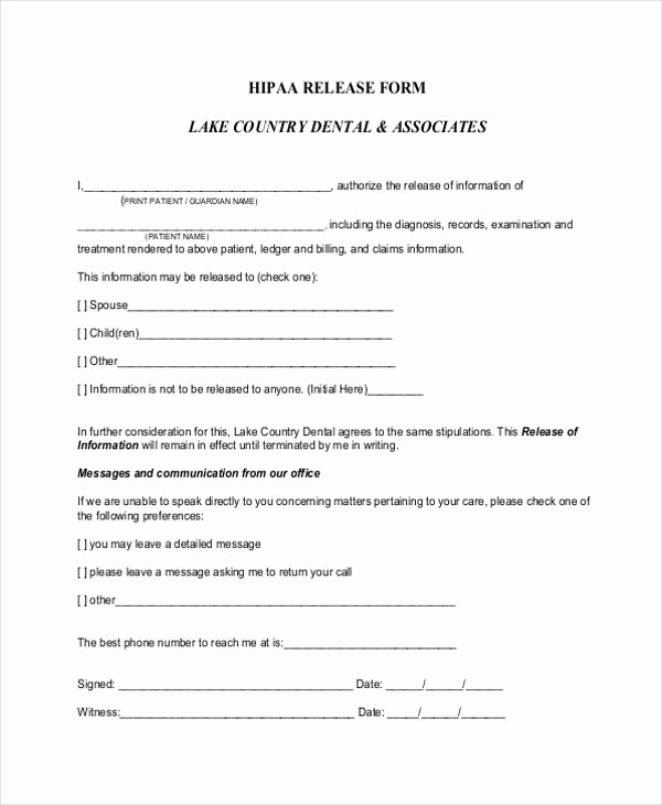 Hipaa Release form Template Inspirational 23 Of Simple assessment Template Hipaa