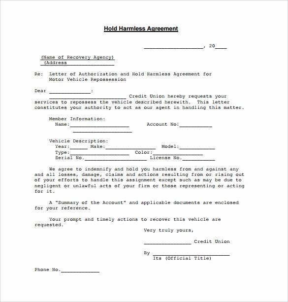 Hold Harmless Agreement Template Free Elegant Hold Harmless Agreement 11 Download Documents In Pdf