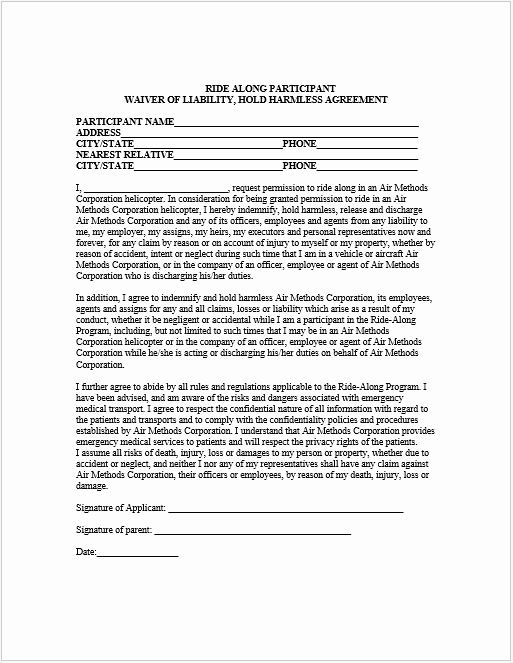 Hold Harmless Agreement Template Free Unique 43 Free Hold Harmless Agreement Templates Ms Word and Pdfs