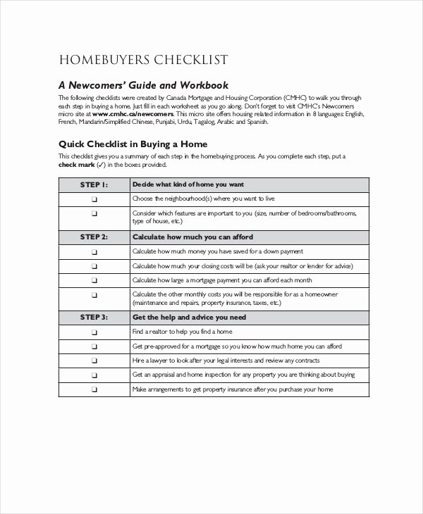 Home Buyer Checklist Template Lovely Home Inspection Checklist 17 Word Pdf Documents