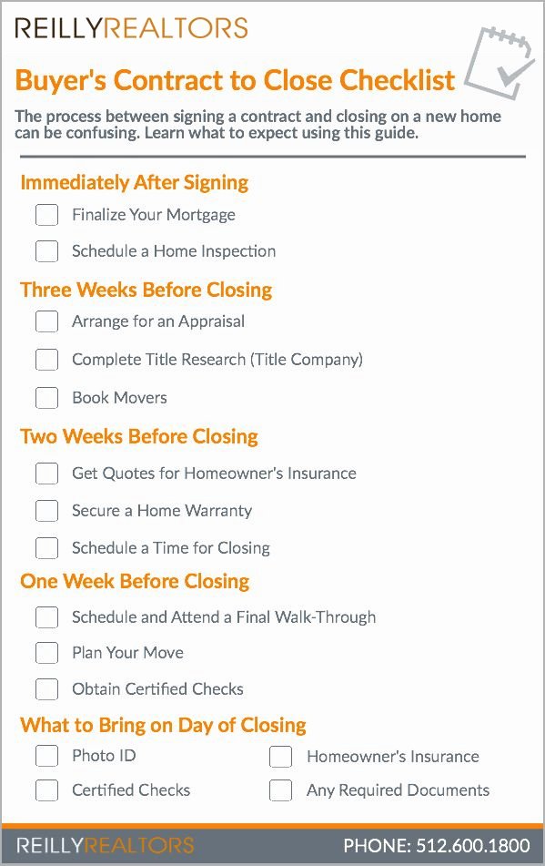 Home Buyer Checklist Template Luxury Buyer S Contract to Close Checklist