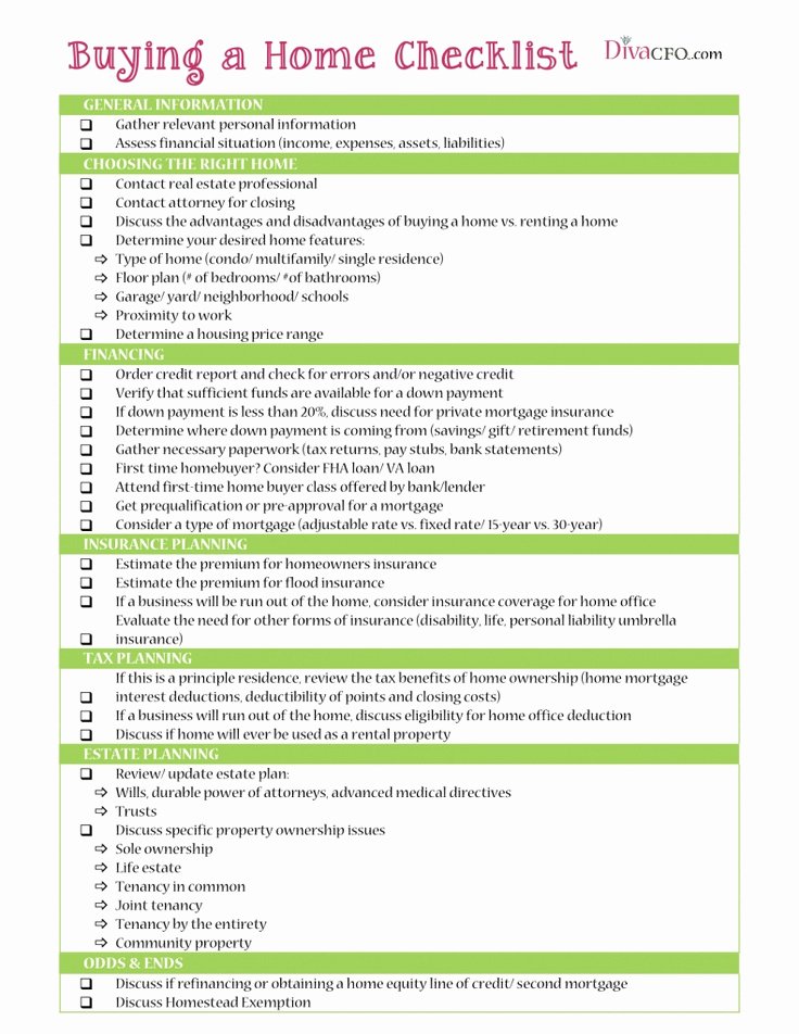 Home Buyer Checklist Template New Free Printable Buying A Home Checklist This is