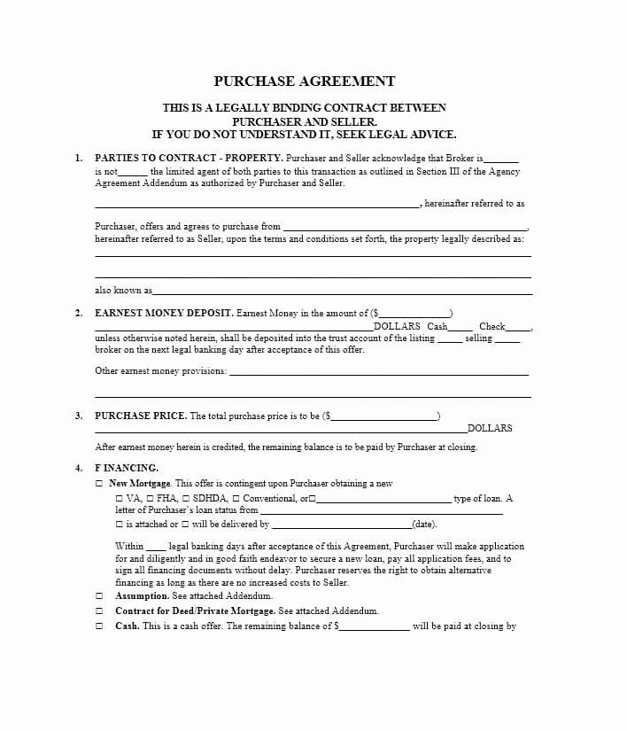 Home Purchase Agreement Template Elegant 37 Simple Purchase Agreement Templates [real Estate Business]