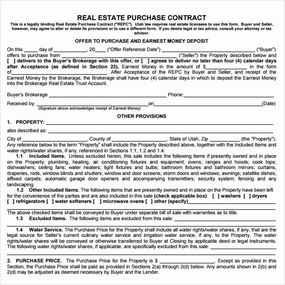Home Purchase Agreement Template Inspirational Sample Real Estate Purchase Agreement 7 Examples format