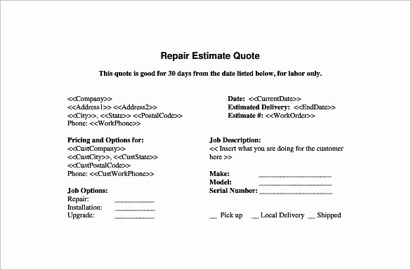Home Repair Estimate Template Best Of Home Repair Estimator Free