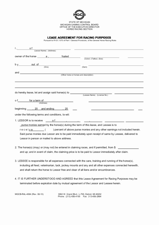 Horse Lease Agreement Template Fresh top 18 Horse Lease Agreement Templates Free to In