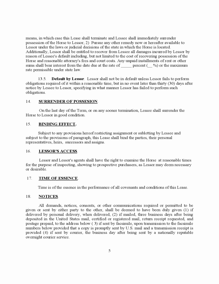 Horse Lease Agreement Template Lovely Part Time Horse Lease Agreement Free Download