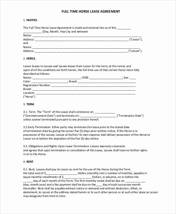 Horse Lease Agreement Template Luxury 49 Lease Agreements In Pdf