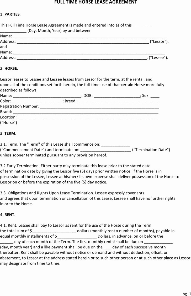 Horse Lease Agreement Template New 3 Horse Lease Agreement Free Download