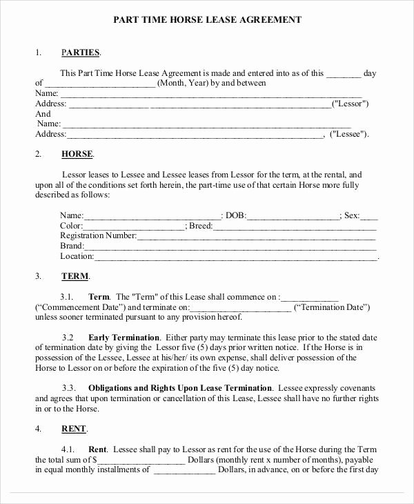 Horse Lease Agreement Templates New 49 Lease Agreements In Pdf